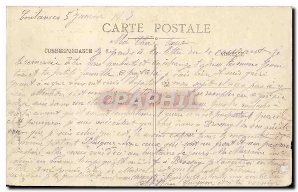 Coutances — Rathaus und Sparkasse — Sammlung des Coutauvais-Bazaars - Rückseite