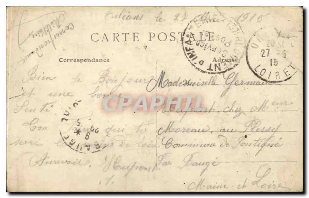 Orléans - O Hotel de Ville — editor Th.G, n° de série 528 - Verso