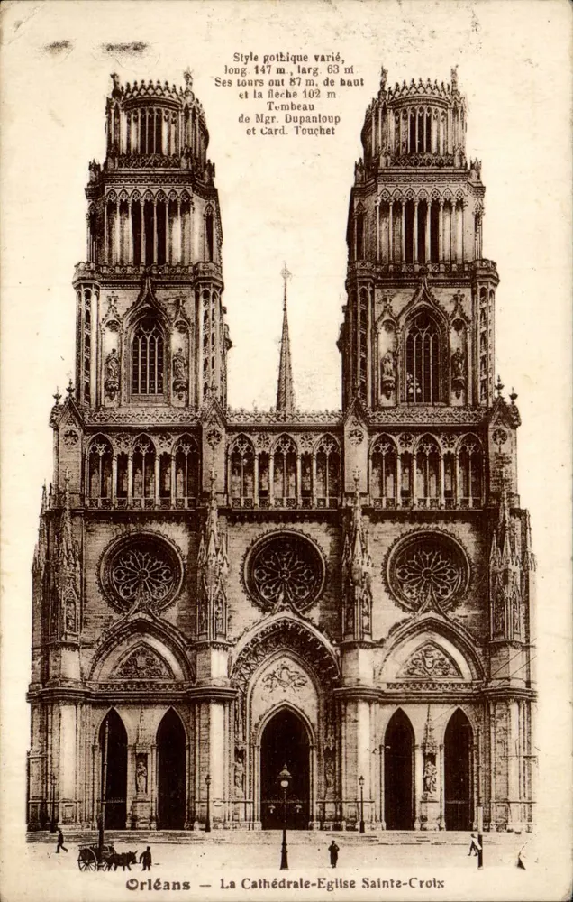 Orléans — Die Kathedrale-Kirche Sainte-Croix — Vielfältiger Gotischer Stil - Vorderseite