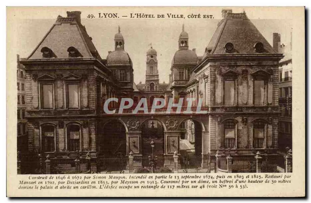 LYON — O Hotel de Ville, lado leste — N. Goutagny, edit., Lyon - Frente