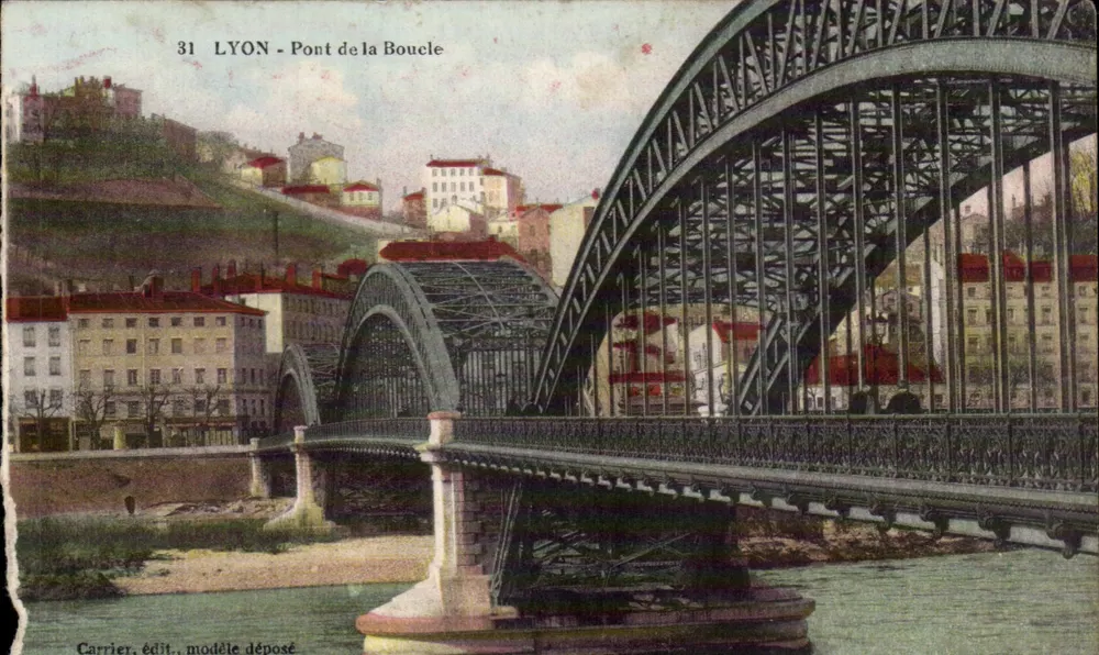 LYON - Ponte da Boucle — vista do ponte metálico sobre o Rio Rhône — editor Carrier, modelo depositado - Frente