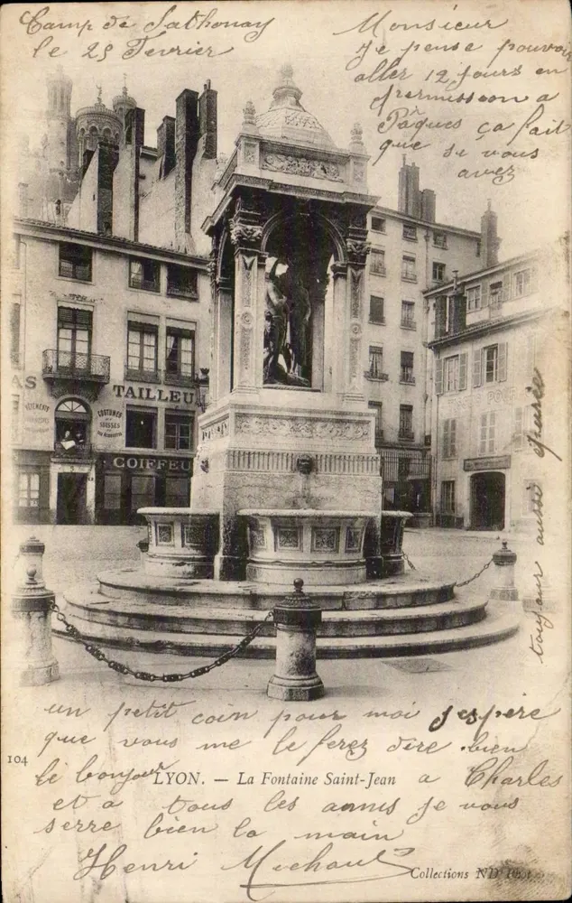 Lyon — La Fontaine Saint-Jean — Éditeur : Paris — N° de série 104 - Frente