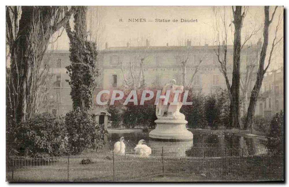 Nîmes — Estátua de Daudet — Editor: Nîmes, n°8 - Frente