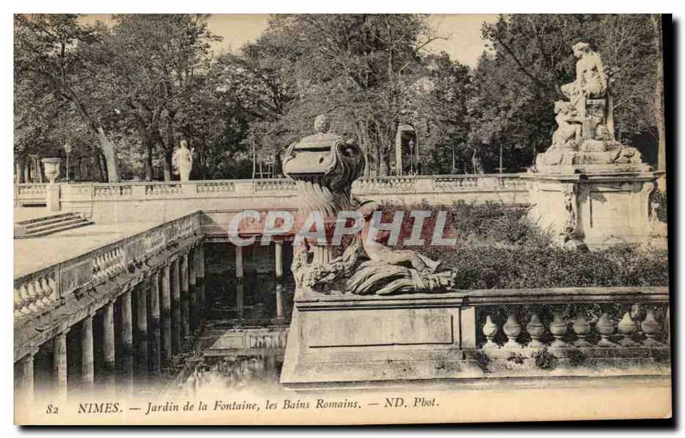 Nîmes — Jardin de la Fontaine, die römischen Bäder — ND. Phot. - Vorderseite