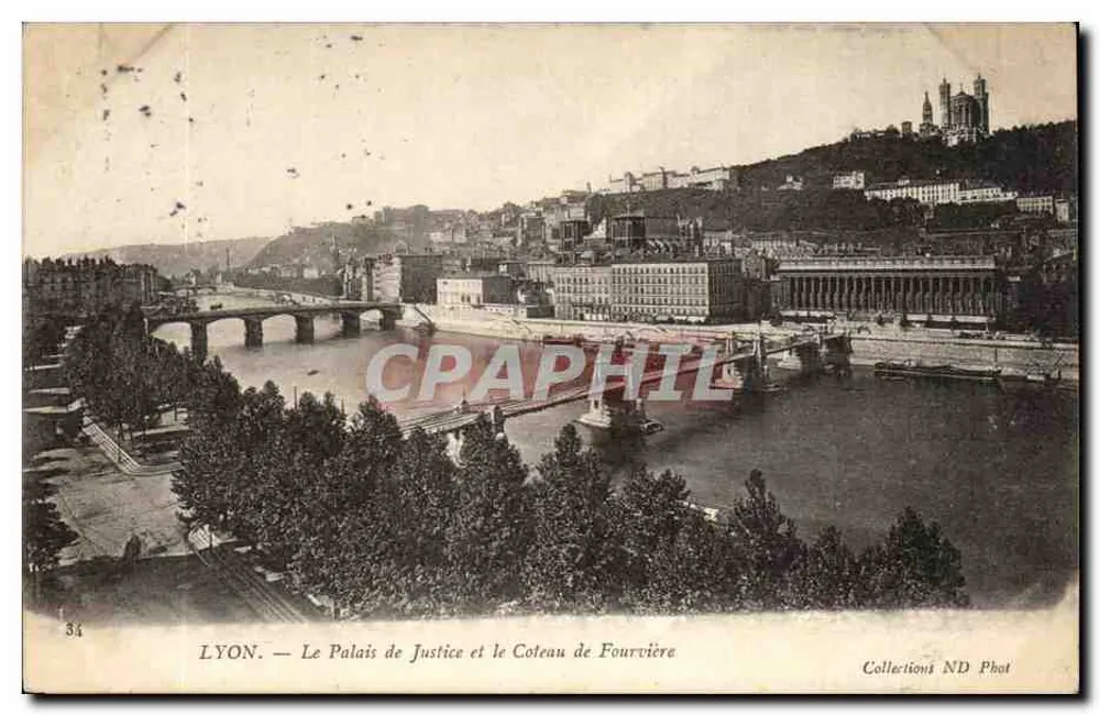 LYON — Das Palais de Justice und der Fourvière-Hügel — Collections ND Phot, n°34 - Vorderseite