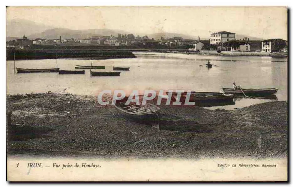 Irún — Vista tirada de Hendaye — Edição La Rénovatrice, Bayonne - Frente