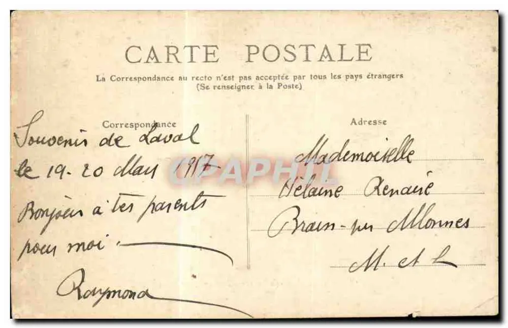 Laval — Kasernen Corbineau (124e d'Infanterie) — Verleger/Drucker nicht sichtbar - Rückseite