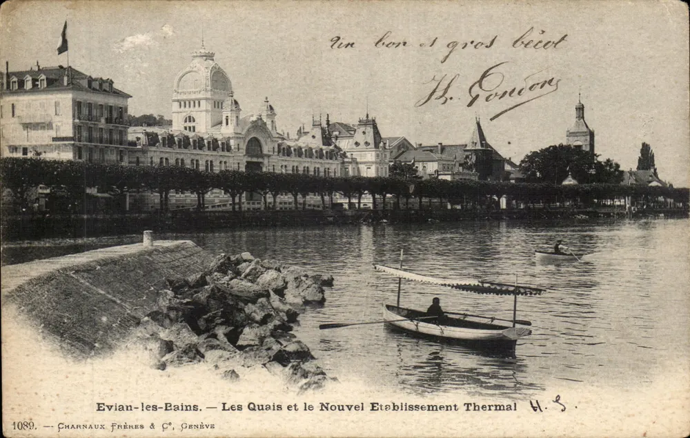 Evian-les-Bains — Die Quais und das Neue Thermalbad — Charnaux Frères & C°, Genève, n° 1089 - Vorderseite