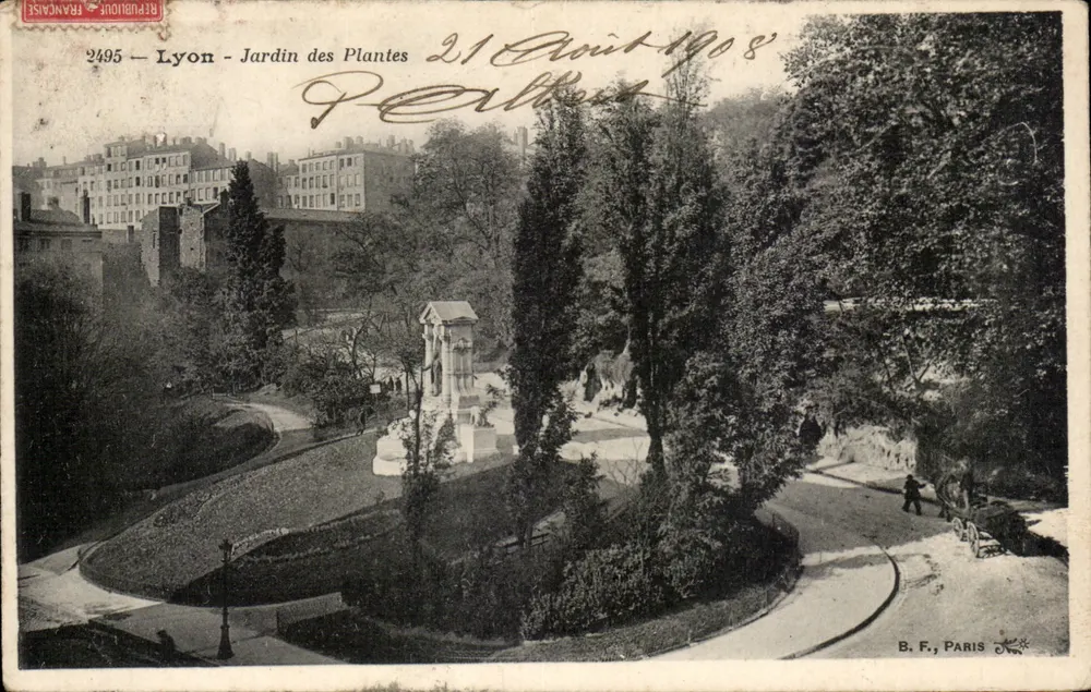 Lyon - Tuin van de Planten — uitzicht op het centrale monument — B. F., Parijs, n° 2495 - Voorkant
