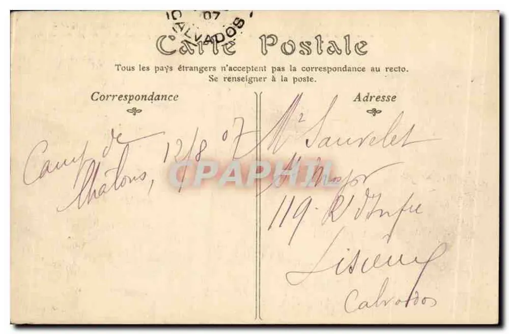 Lager von CHALONS — Allgemeiner Blick auf die Ebene — unbekannter Verleger, Nr. 43 - Rückseite