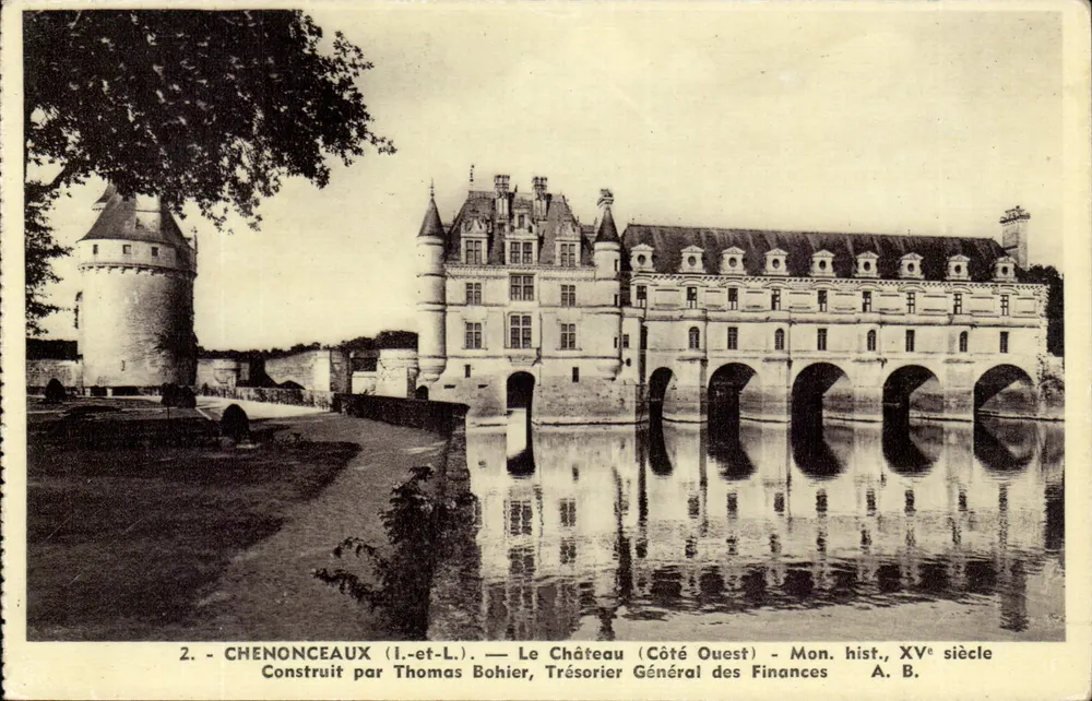 Chenonceaux (Loire-et-Loire) — Schloss (Westseite) — Mon. hist., 15. Jahrhundert - Vorderseite