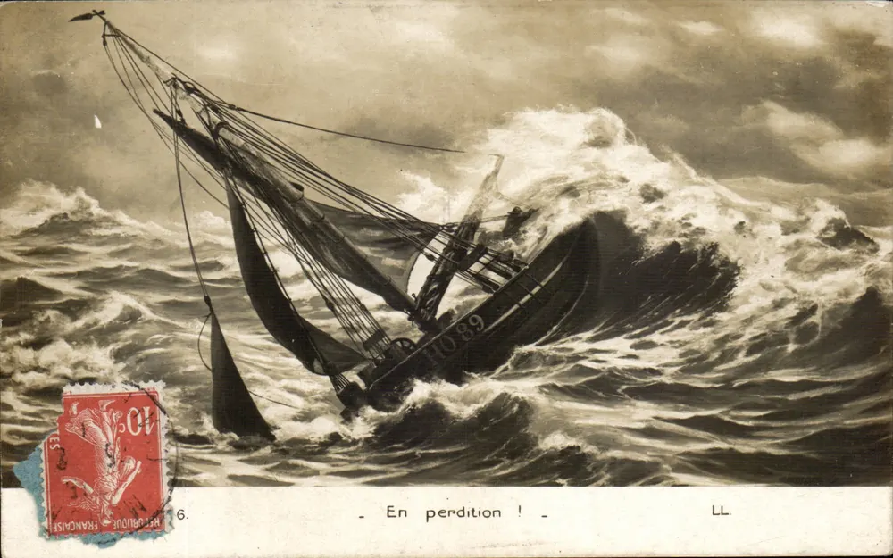 Navio em perdição — Em perdição! — LL, editor LL - Frente