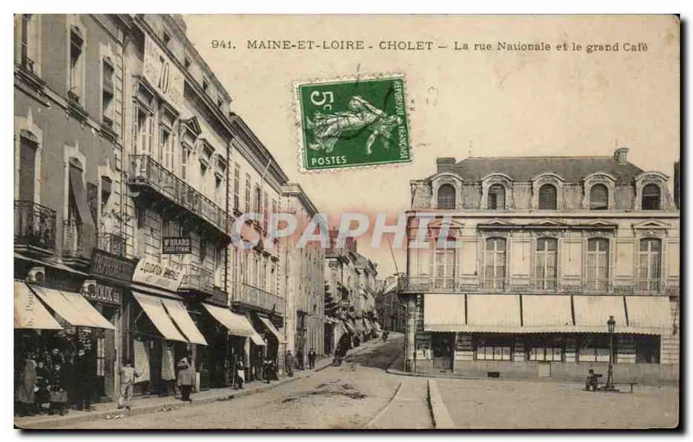 Cholet — Die Nationale Straße und das Große Café — Unbekannter Verlag, Nr. 941 - Vorderseite