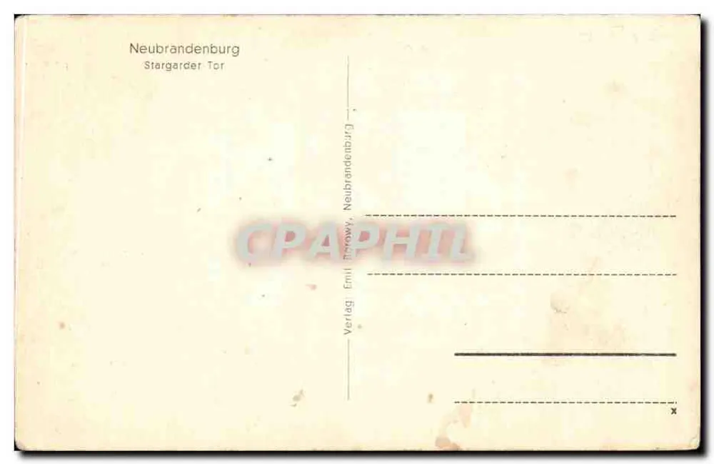 Neubrandenburg — Stargarder Tor — Verlag Emil Morowy, Neubrandenburg - Verso