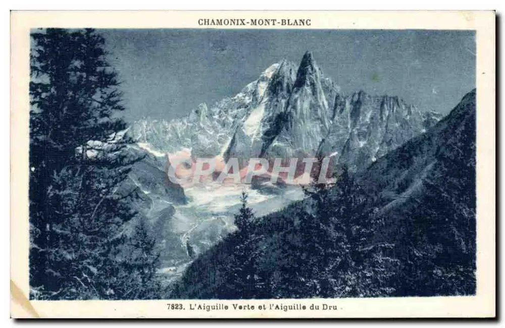 Chamonix-Mont-Blanc — Die Grüne Nadel und die Dru-Nadel — G. Tairras, Foto-Verlag - Vorderseite