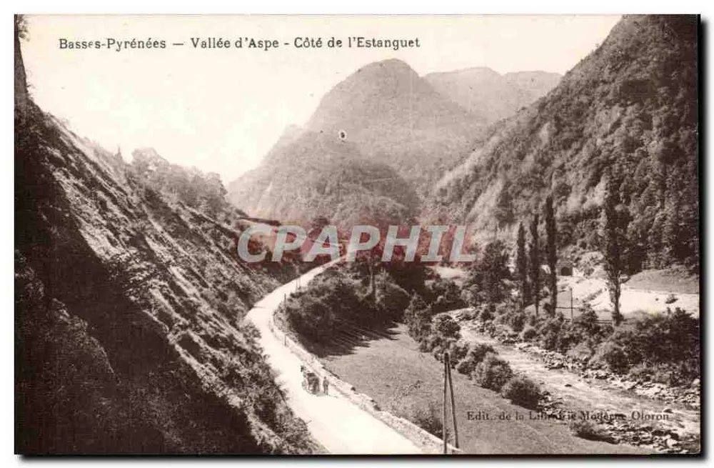 Basses-Pyrénées — Vale d'Aspe — Lado do Estanguet — Edit. da Livraria Moderna Oloron - Frente