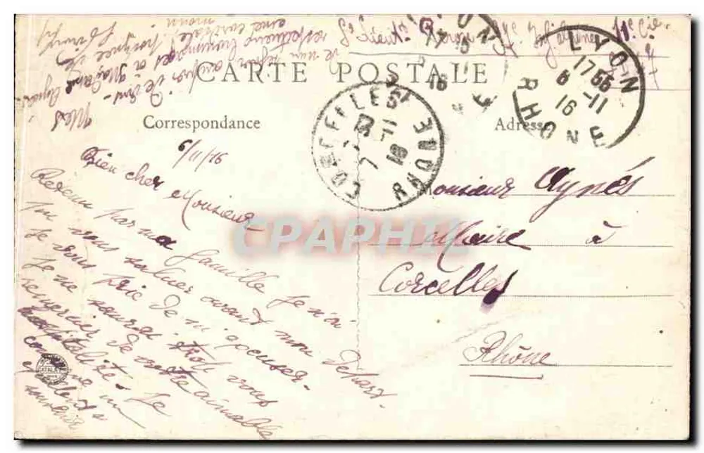 Lyon - Place Carnot e Gare de Perrache — B.F. Paris - Verso
