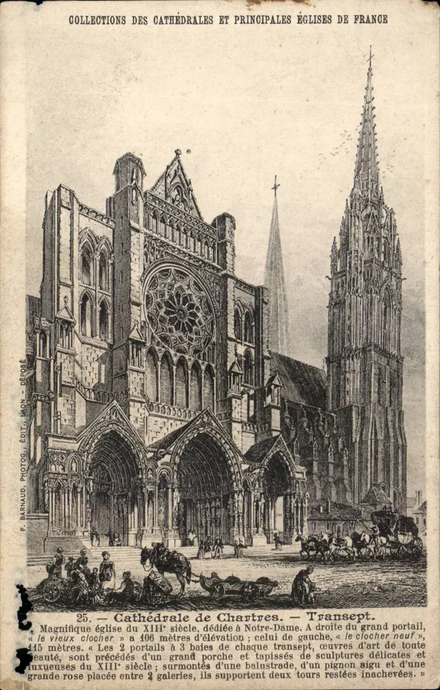 Catedral de Chartres — Transepto — F. Barnaud, editor, n°25 - Frente