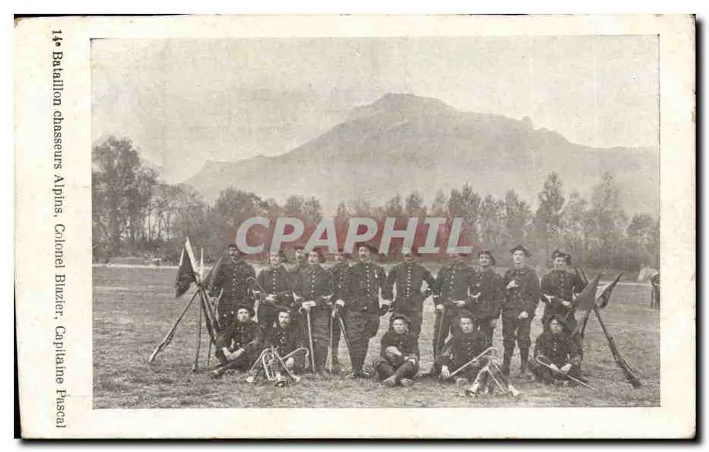14. Bataillon Alpin Rifles — Colonel Blaizer, Captain Pascal — unbekannter Verlag, Seriennummer nicht sichtbar - Vorderseite