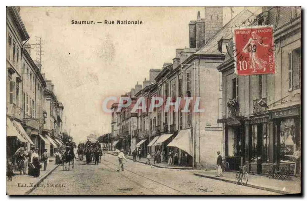 Saumur — Rue Nationale — Édit. Y. Yungur, Saumur - Frente