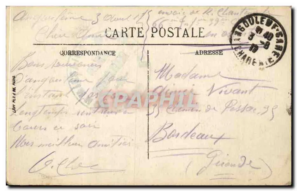 Angoulême — Infanterie-Kaserne Saint-Roch — N.G. — N° 107 - Rückseite