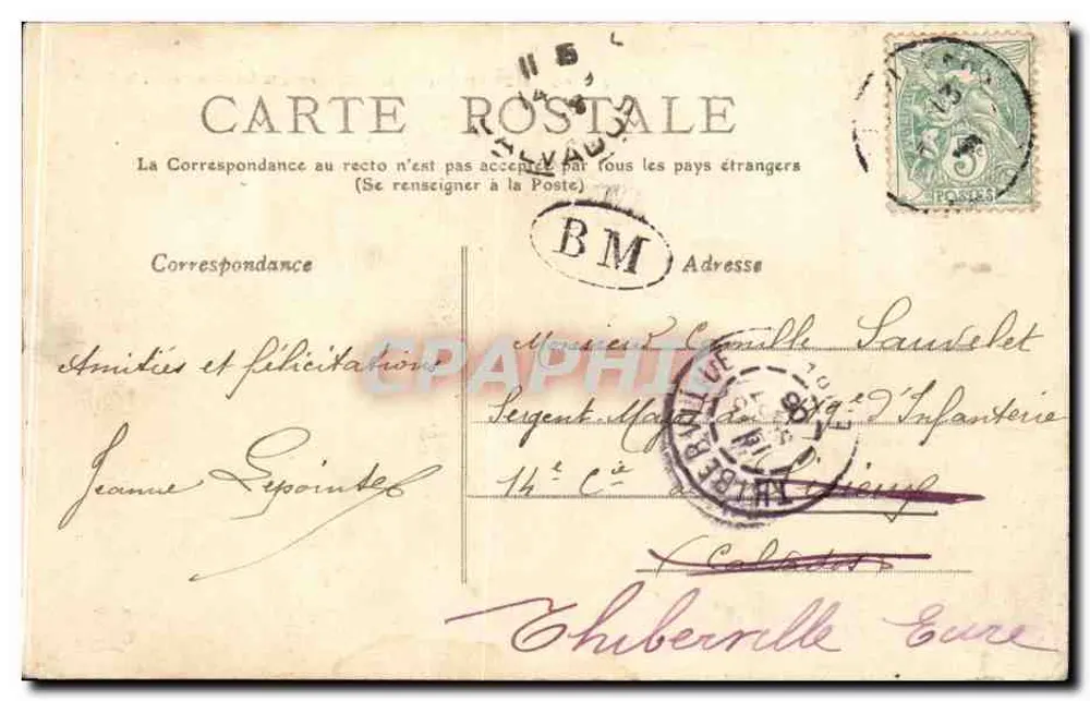 Montmédy-Bas — Die Kasernen, Die Gendarmerie, Die Place — unbekannter Verlag, Seriennummer nicht sichtbar - Rückseite