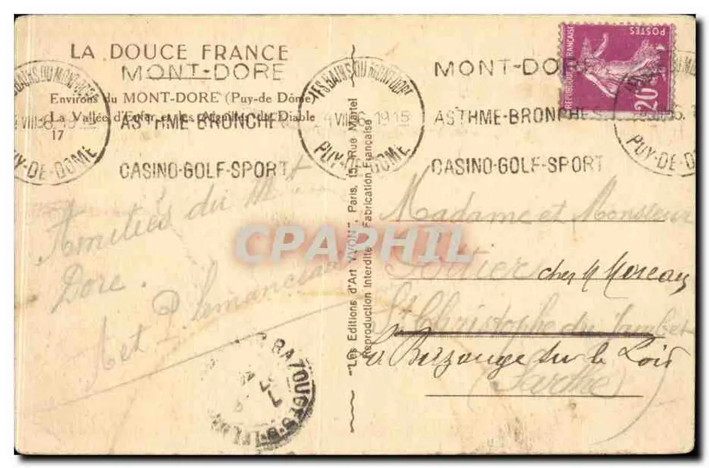 Tal der Olar und die Préalpen des Teufels — Mont-Dore — Art Editions Wyvonn - Rückseite