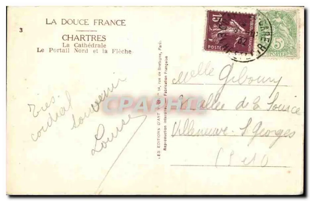 Chartres — Die Kathedrale, das Nordportal und die Spitze — Éditions D'Art Yvon, Paris - Rückseite