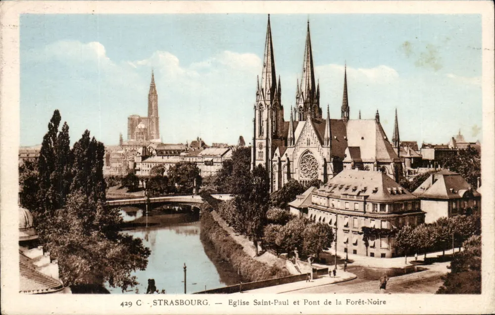 Strasbourg — Kirche Saint-Paul und Brücke der Schwarzen Forst — Ansichtskarte Nr. 429 C - Vorderseite