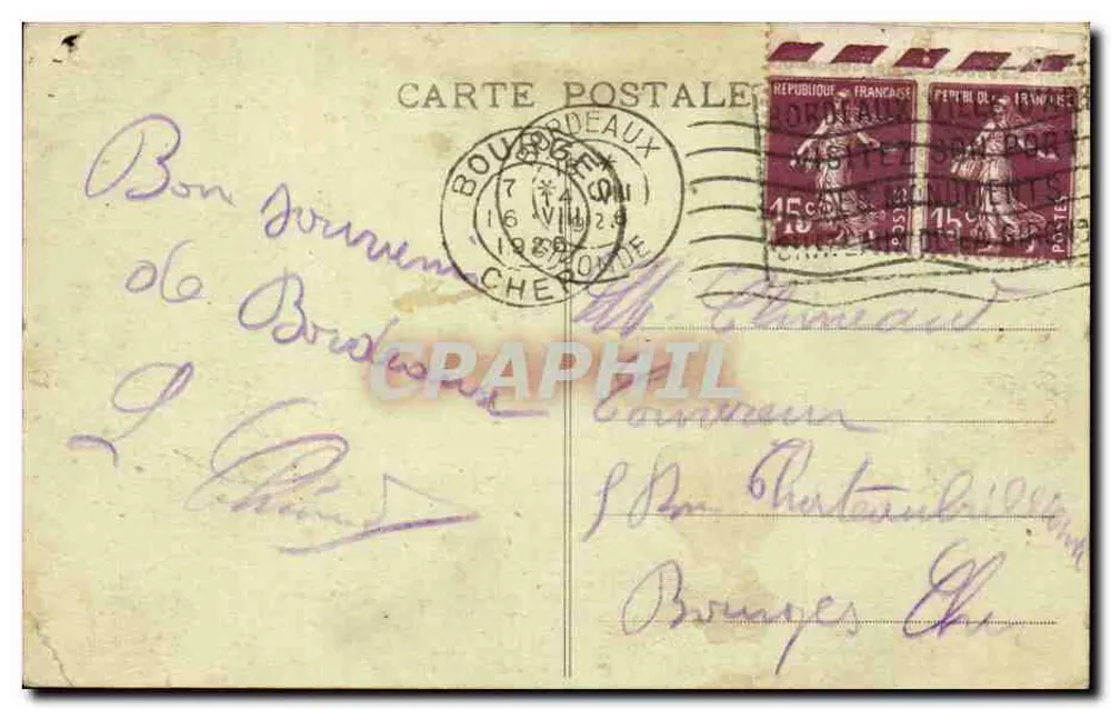 Bordeaux — Ein- und Ausfahrt von Schiffen vom Hafen — Phototypie Marcel Delboy, Nr. 25 - Rückseite