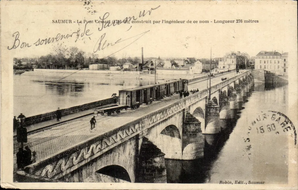 Saumur — Le Pont Cessart (1766-68), construit par l'ingénieur de ce nom — Robin, Edit., Saumur - Frente