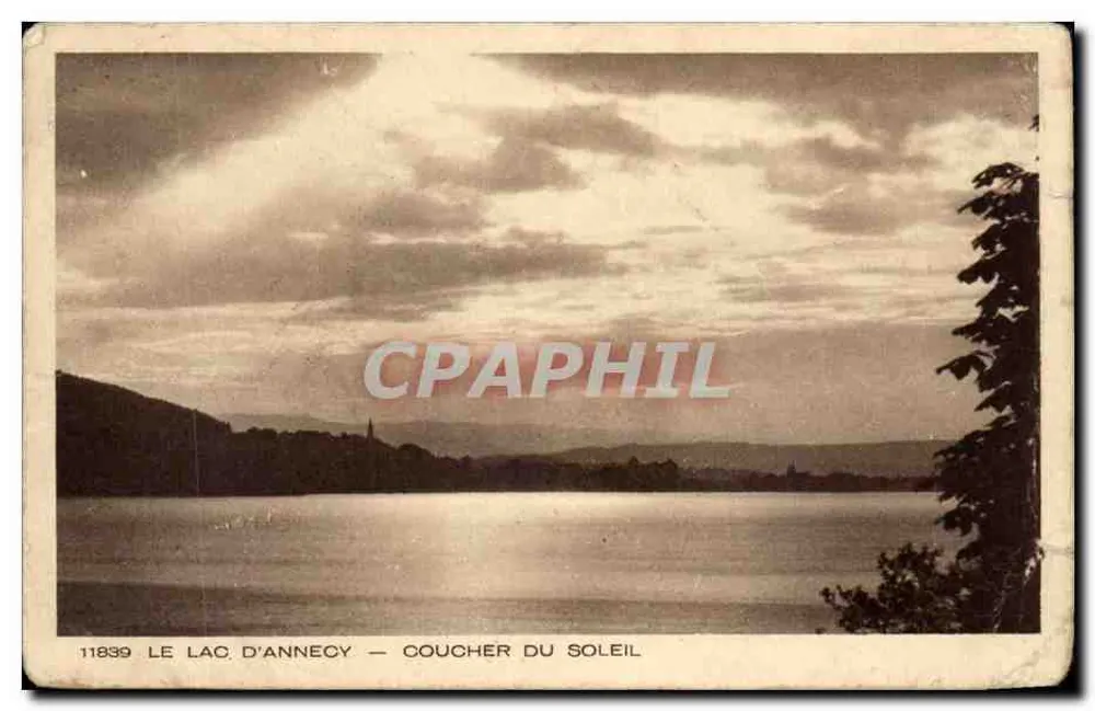 Le Lac d'Annecy — Coucher du Soleil — Imp. Edit. BRAUN & Cie, Mulhouse-Dornach - Frente