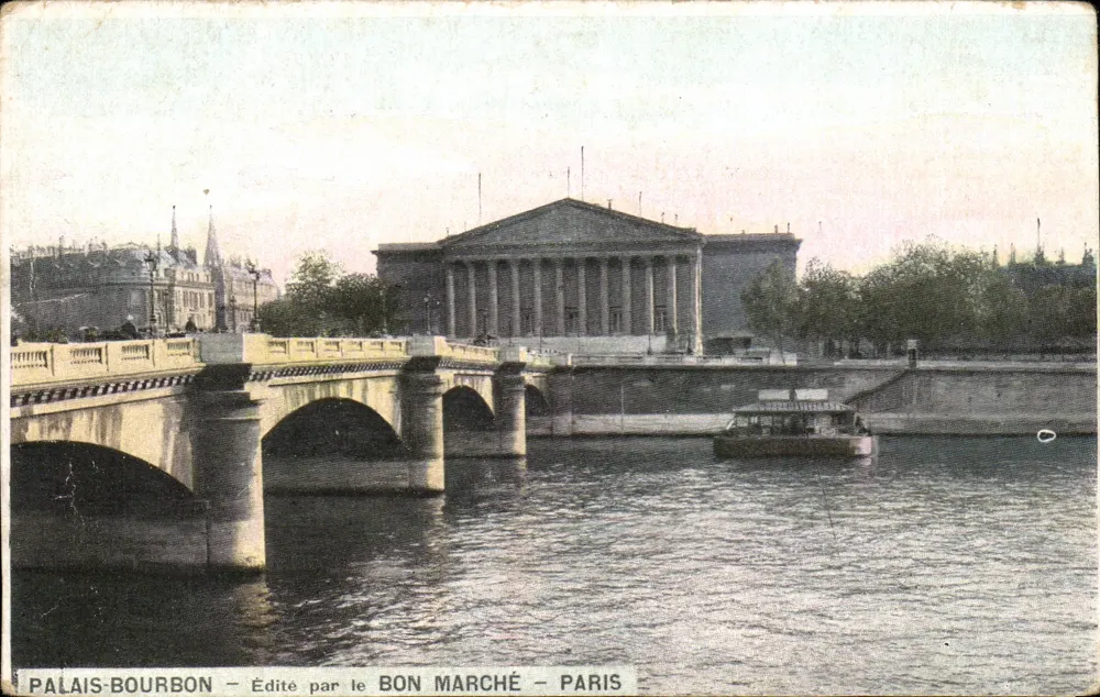 Palácio Bourbon — Vista do ponte e do rio — Editado pelo Bon Marché - Paris - Frente
