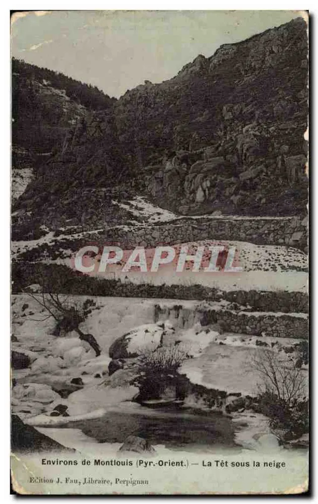 Umgebung von Montlouis (Pyr.-Orient.) — La Têt unter Schnee — Edition J. Fau, Buchhändler, Perpignan - Vorderseite
