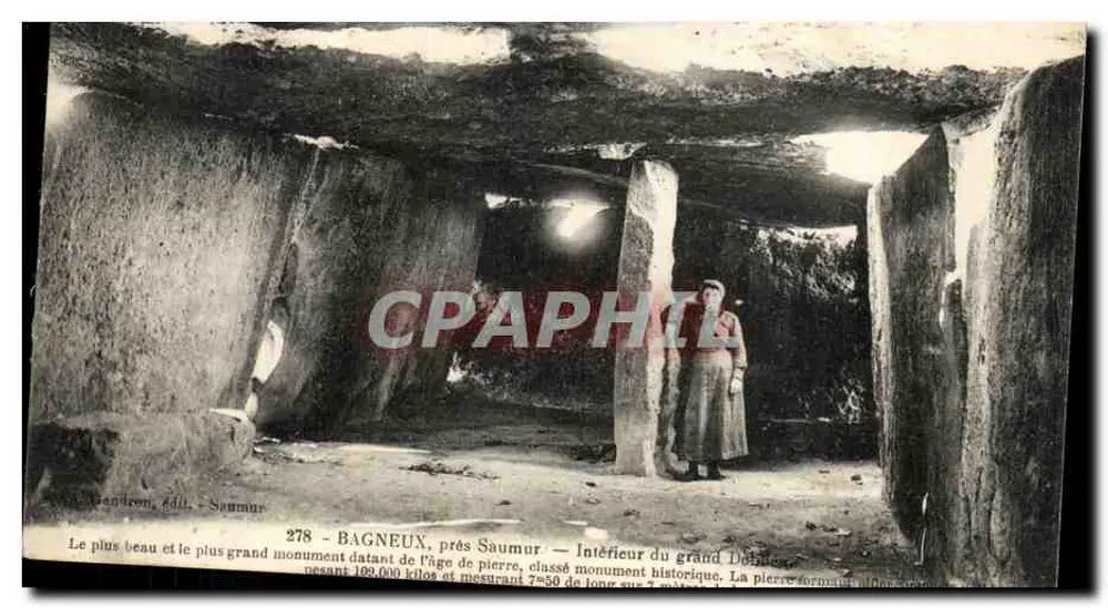 Bagneux, nahe Saumur — Innenraum des großen Dolmens — Albin Gendron, Verlag Saumur, Nr. 278 - Vorderseite