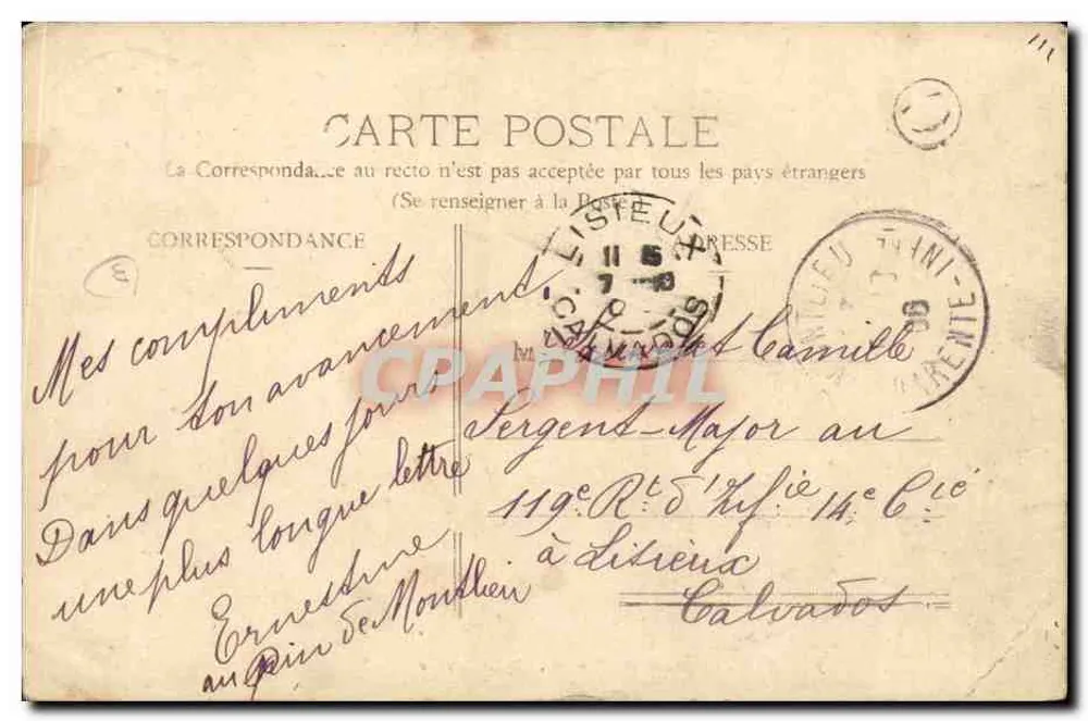 Jonzac - Le Pont de Pierre. L'Abreuvoir — éditeur non visible, n° de série non visible - Verso