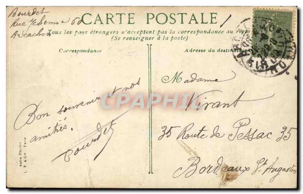 Arcachon — A Nova Dique — Defensor, editor n° 1639 - Verso