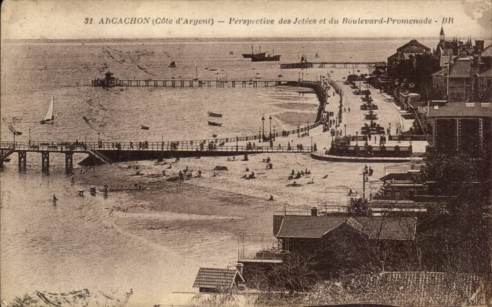 Arcachon (Côte d'Argent) — Perspectiva das Pontas e do Boulevard-Promenade — BR - Frente