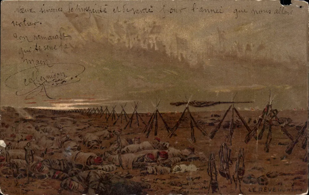 Campo de trincheiras — cena de guerra — LE RÊVE (editor) n°46 - Frente