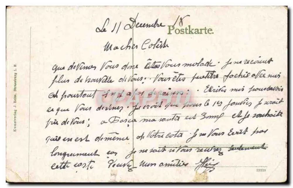 Strasbourg l. Els. — Bananenhaus in der Orangerie — Verlag J. Rothe - Rückseite