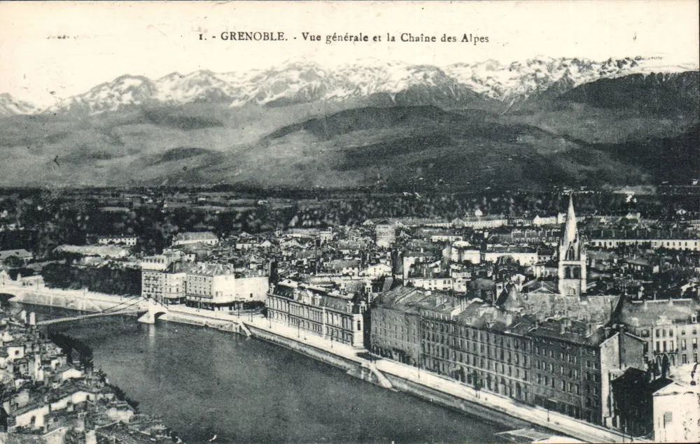 Grenoble — Allgemeiner Blick und die Kette der Alpen — Éditions M. B. Arzier, Grenoble - Vorderseite