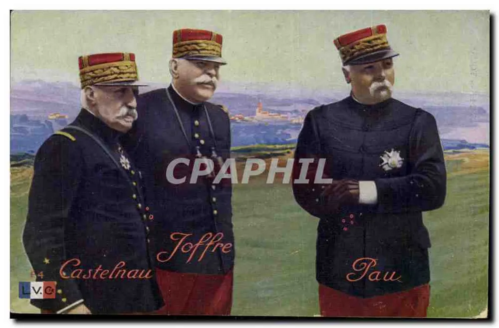 Castelnau, Joffre, Pau — três generais franceses — editor L.V.C. n°54 - Frente