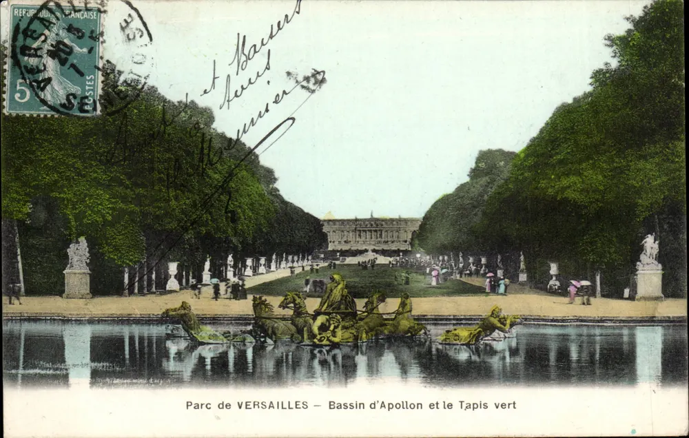 Park von VERSAILLES — Bassin Apollon und der Grün Teppich — Mme Moreau, Verlag Versailles - Vorderseite