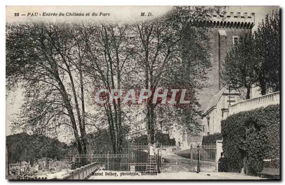 PAU - Entrada do Castelo e do Parque — Marcel Delboy, fototipia, Bordeaux - Frente