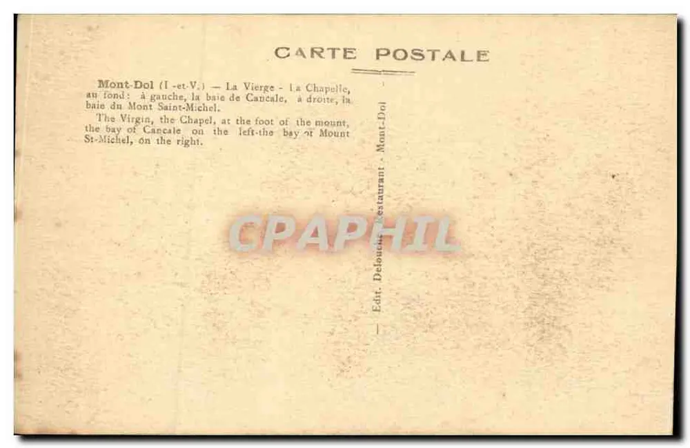 Mont-Dol (I.-et-V.) — A Virgem — A Capela — A Baía de Cancale — A Baía do Mont-Saint-Michel - Verso