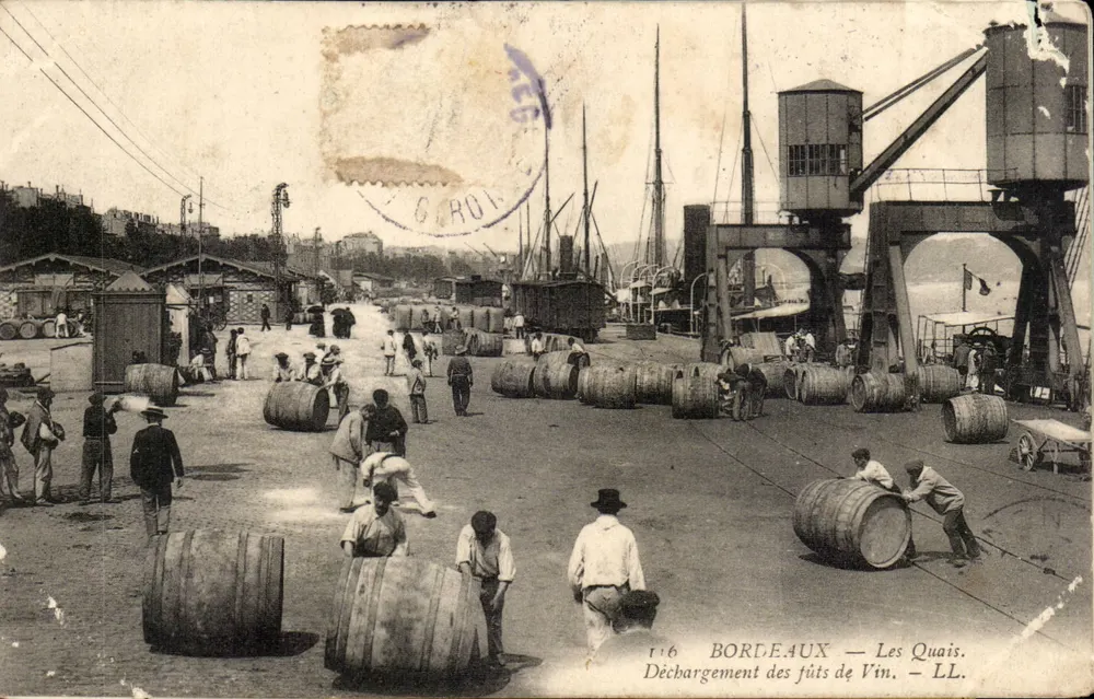 Bordeaux — Die Kais. Entladen der Weinfässer. — LL. — N° 116 - Vorderseite