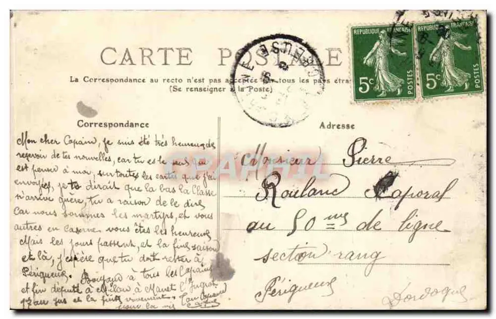 Camp de LA COURTINE — Les Tentes — Mothe, Verlag, Aubusson - Rückseite