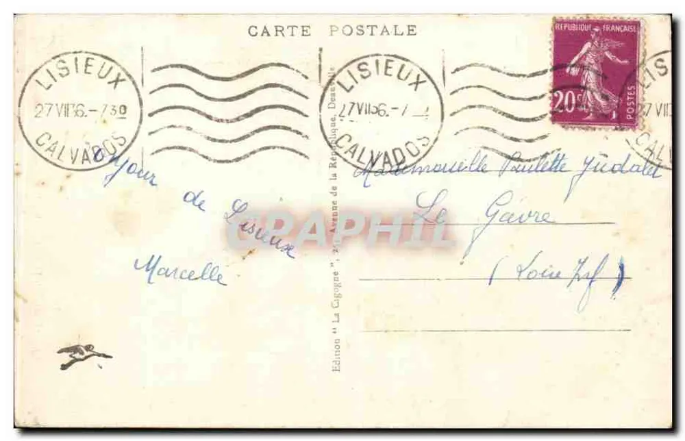 Lisieux - Die Kathedrale - Ansicht aus der Grande Rue - Ausgabe 'La Cigogne' - Rückseite