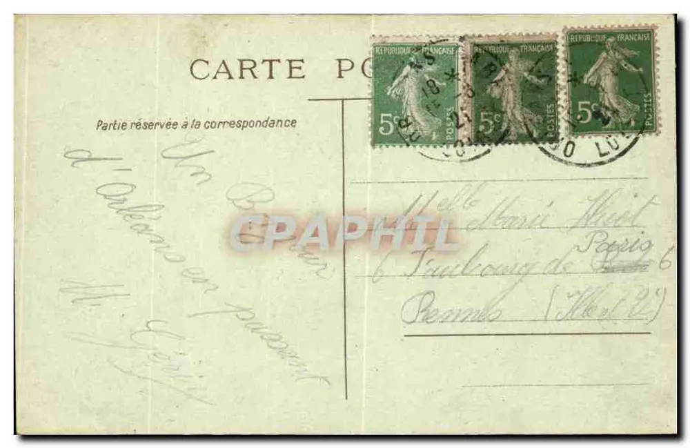 Um Olá de Orléans — Carta postal decorada com flores — Editor n° 8010 - Verso