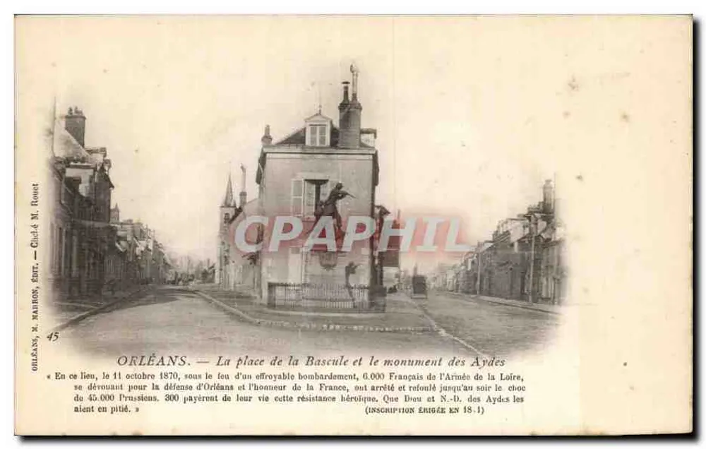 Orléans — Die Place de la Bascule und das Denkmal der Aydes — N. Rambon, Verlag Chid & M. Rouet, n°45 - Vorderseite